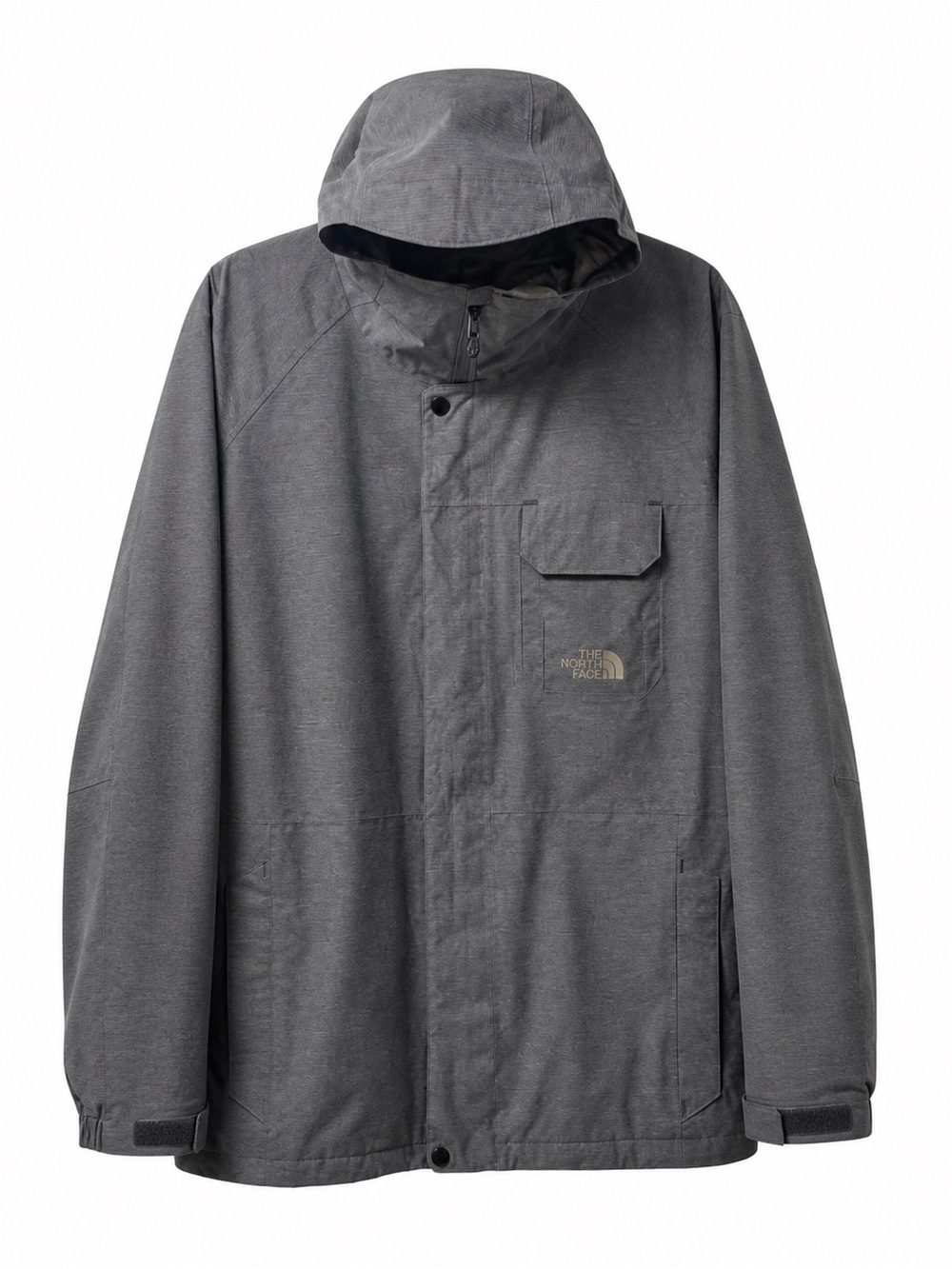 THE NORTH FACE,GREY,MEN/ HOMMES WINDBREAKER, JACKET WITH HOOD. SIZE- MEDIUM.